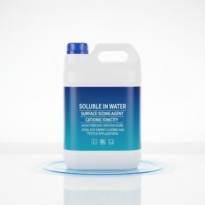 Bom preço Solúvel em água Agente de dimensionamento da superfície Ionicidade catiônica Evitar congelamento e exposição Ideal para revestimento de papel e aplicações têxteis on-line