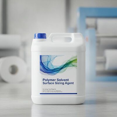 Agente de colagem de superfície solvente de polímero, sem necessidade de tempo de cura com dosagem recomendada de 2 a 4 quilogramas por tonelada de papel para melhorar a superfície do papel